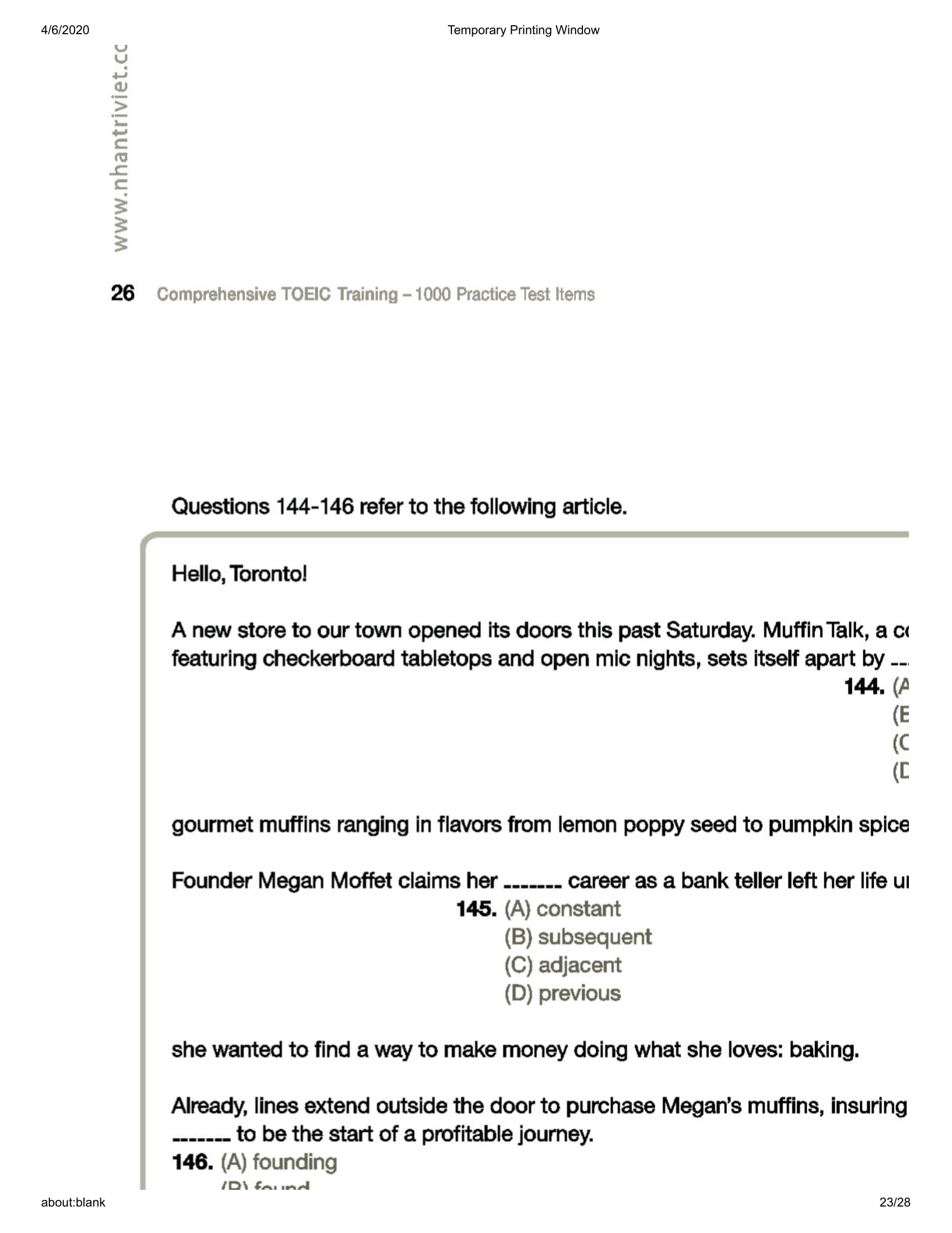 Comprehensive Toeic Training 1000 Practice Test Items Vol 2 - Kèm CD PDF