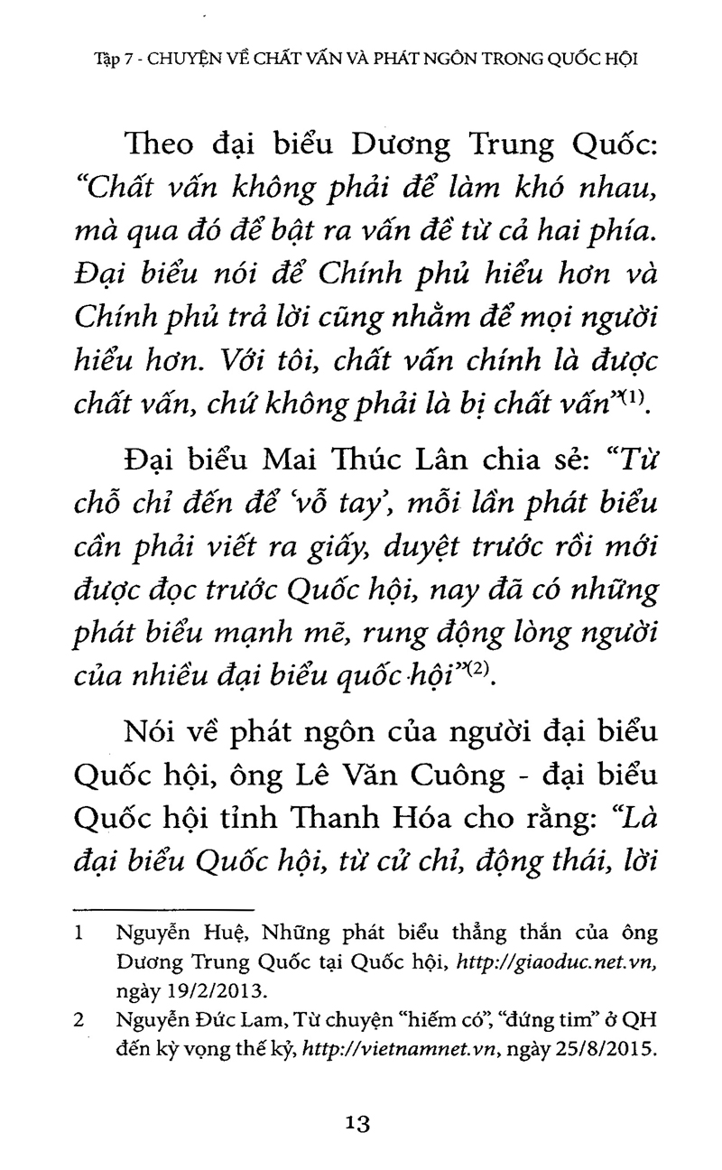 Quốc Hội Việt Nam - Chuyện Về Chất Vấn Và Phát Ngôn Trong Quốc Hội Tập 7 PDF