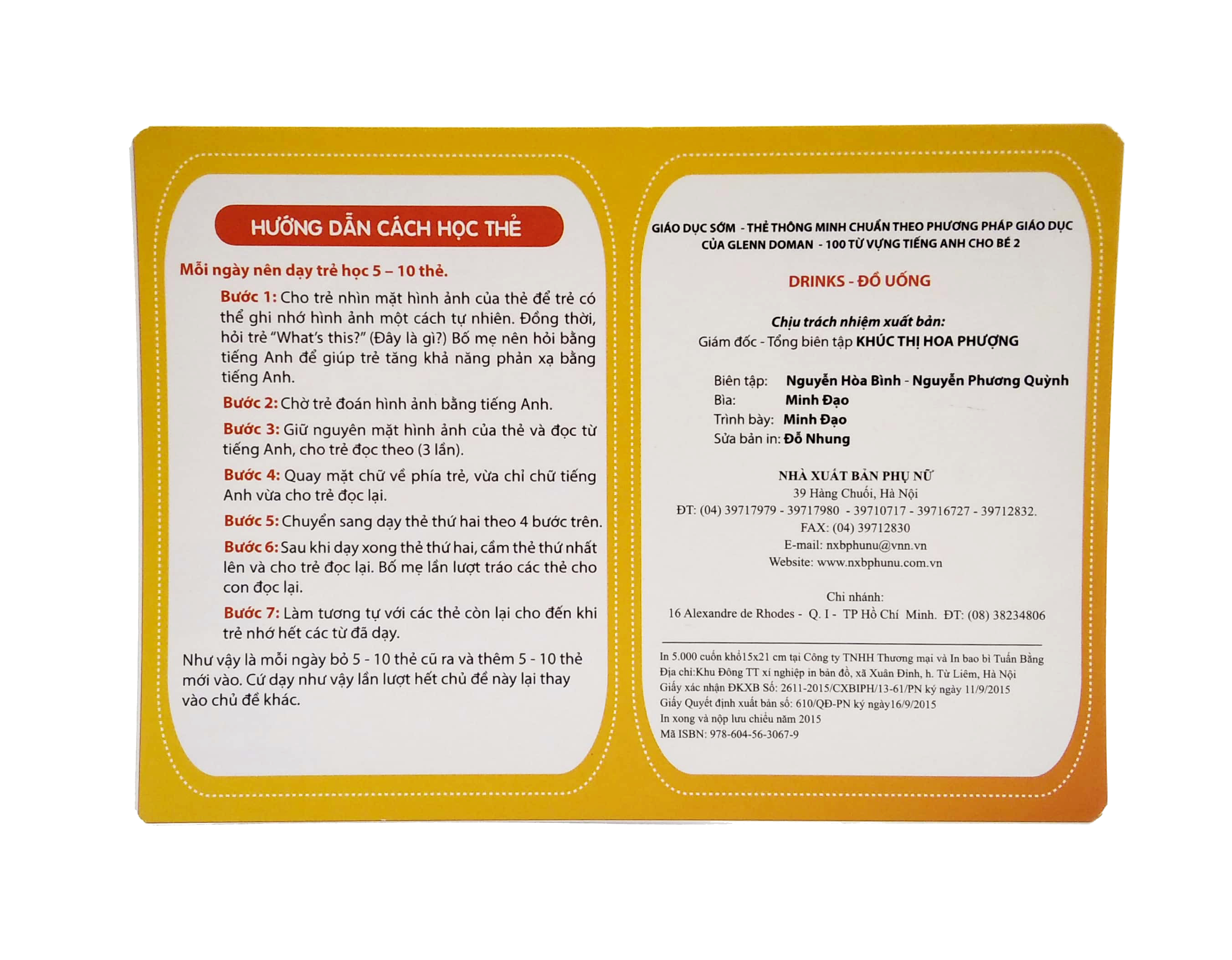 Flashcard Dạy Trẻ Theo Phương Pháp Glenn Doman - Đồ Uống PDF