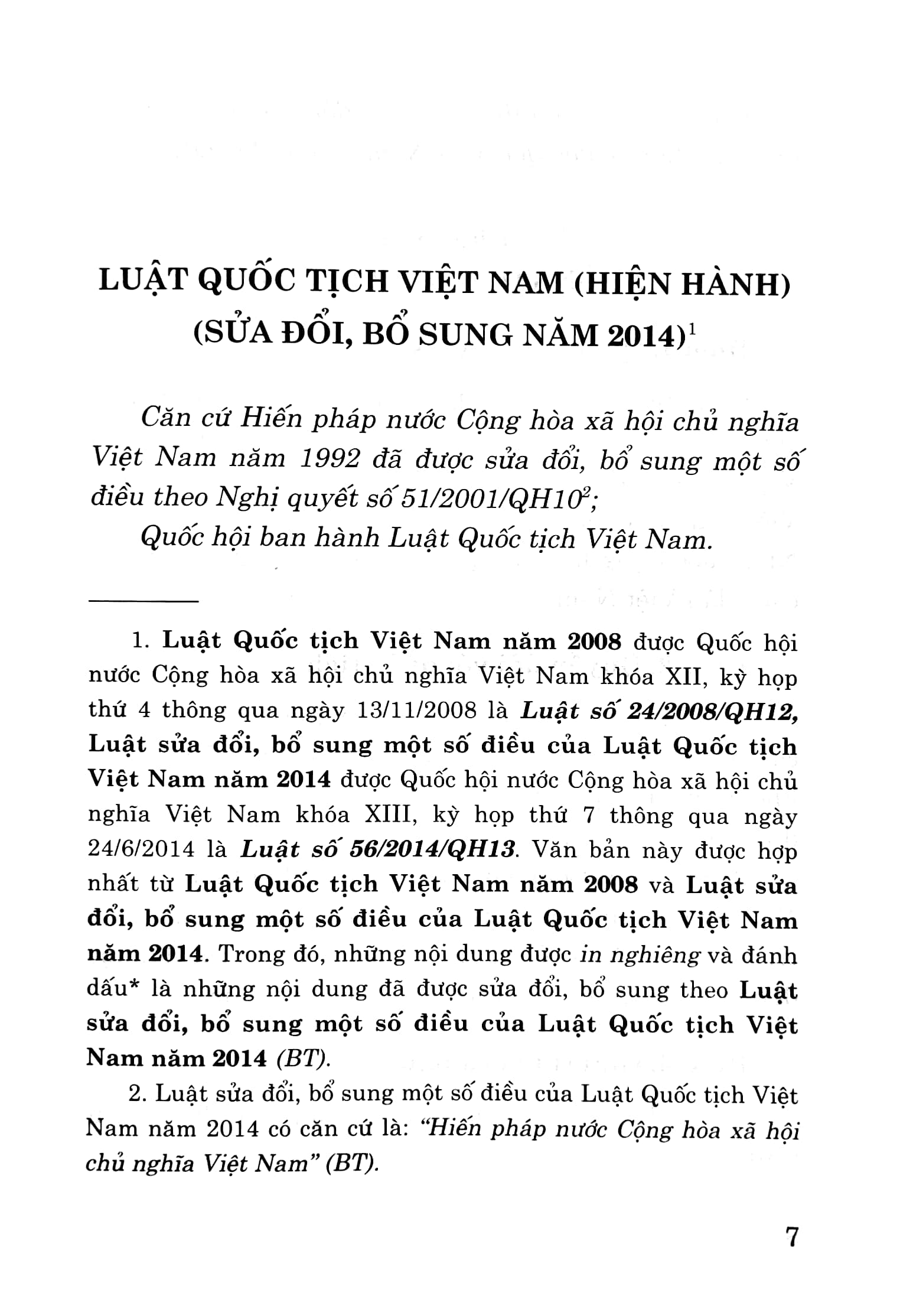 Luật Quốc Tịch Việt Nam Hiện Hành Sửa Đổi, Bổ Sung Năm 2014 PDF
