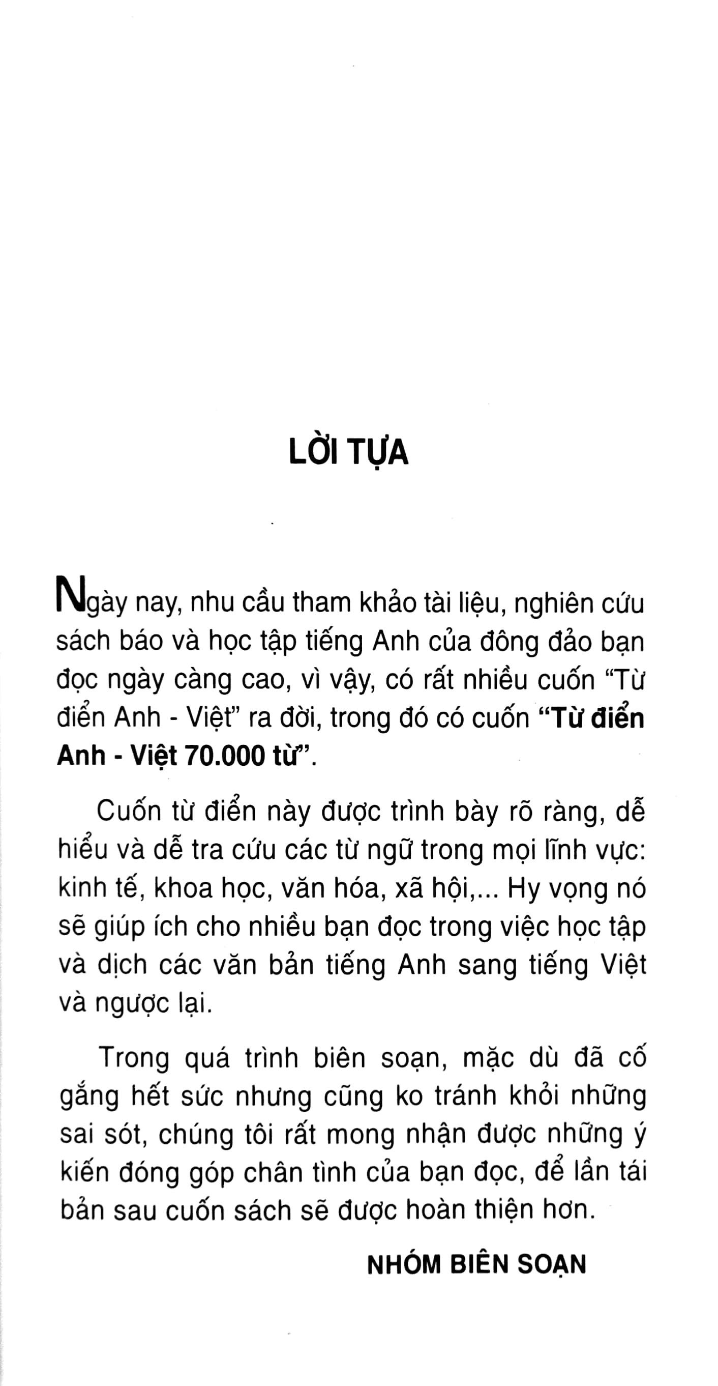 Từ Điển Anh - Việt Khoảng 70.000 Mục Từ PDF