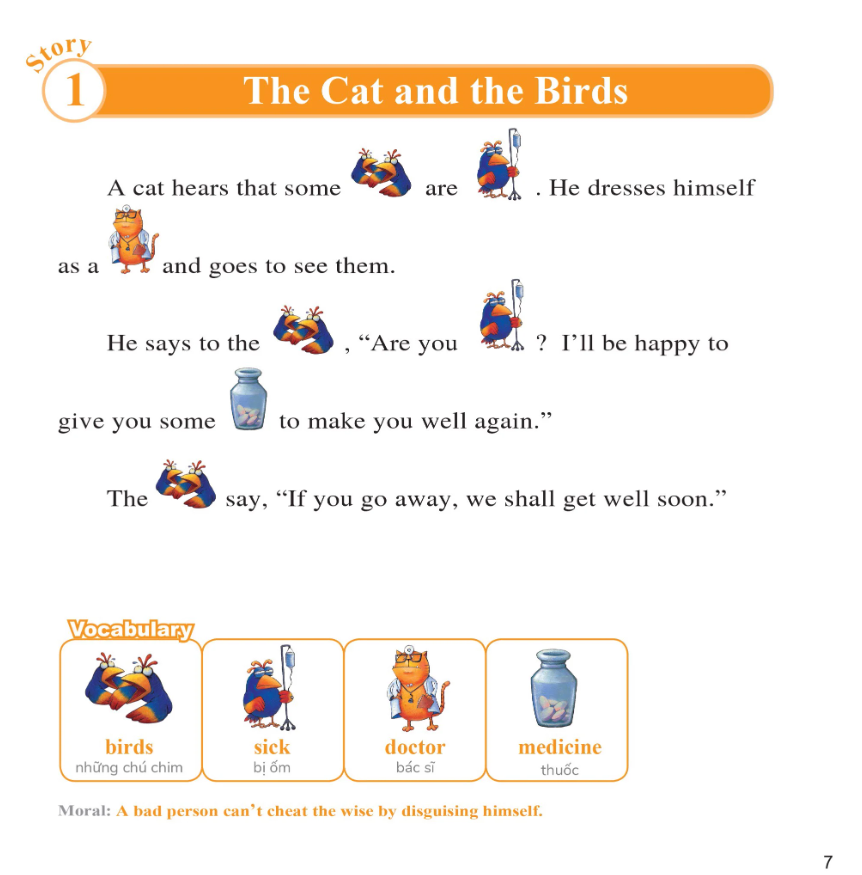 Learn English With Fables 8 - Học Tiếng Anh Qua Truyện Ngụ Ngôn Tập 8: The Cat And The Birds - Mèo Và Chim PDF